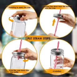 Masthome Lot De 6 Verres à Boire De 500 Ml Avec Couvercle Et Paille Verre De Conservation Avec Bouchon à Vis Cuisine Mason Verre Idéal Pour La Décoration De Fête -Bébé Soldes Boutique 1200x1200 1829