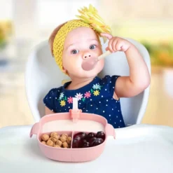 Vaisselle Enfant 4 Pièces - Assiette Compartiments Bébé Avec Ventouse - Vaisselle Pour Enfants Incassable - Rose -Bébé Soldes Boutique 1200x1200 1850