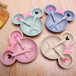Eco Amicale Blé Fibre De Paille Incassable Tout - Petit Bébé Assiette à Dîner Services De Table Pour Enfants, Dîner Set Pour Les Enfants, Dîner Pour Enfants Set 3 Pièces, Minnie Rose -Bébé Soldes Boutique 1200x1200 1855
