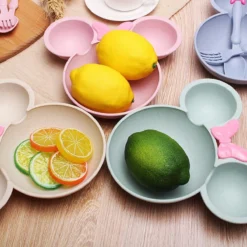 Assiette De Dîner Pour Enfant En Bambou Incassable En Fibre De Paille De Blé écologique, Ensemble De Dîner Pour Enfants, Ensemble De Dîner Pour Enfants 3 Pièces, Minnie Vert -Bébé Soldes Boutique 1200x1200 1913
