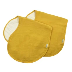 Smikkels - Chiffon Pour Rots De Bébé , épaulière, Set De 2 Pièces - Jaune - Coton Biologique épais Et Doux - Hydrophile Avec Tissu éponge