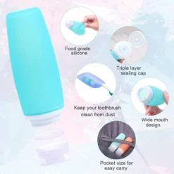 Lot De 100 Ml De Bouteilles De Voyage En Siliconen Avec Trousse De Toilette Transparente, 6 Récipients De Voyage Anti-fuite Et Ensemble De Toilette De Voyage, Récipient De Liquide Rechargeable Approuvé Par La FDA, Coloré -Bébé Soldes Boutique 1200x1200 255