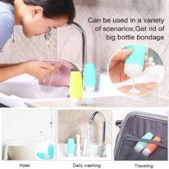 Lot De 100 Ml De Bouteilles De Voyage En Siliconen Avec Trousse De Toilette Transparente, 6 Récipients De Voyage Anti-fuite Et Ensemble De Toilette De Voyage, Récipient De Liquide Rechargeable Approuvé Par La FDA, Coloré -Bébé Soldes Boutique 1200x1200 256