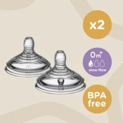 Tommee Tippee Closer To Nature - Sucettes De Biberon - Semblables à Des Seins - Anti-refroidissement - Silicone Souple - Débit Lent - 0m+ - Lot De 2 -Bébé Soldes Boutique 1200x1200 264
