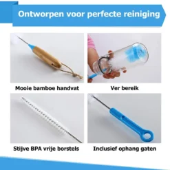 Donkersstuff - Brosse Pour Bouteille - Brosse De Nettoyage - Nettoyant Pour Bouteille - 5 Pièces - Sans Rayures Et Sans BPA - Convient à Toutes Les Surfaces -Bébé Soldes Boutique 1200x1200 283