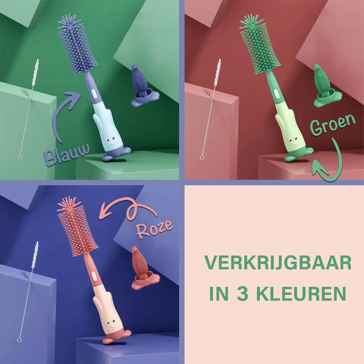 Goupillon Bébé - Nettoyant Biberon - Goupillon Biberon Siliconen - Sans BPA - Vert - 3 En 1 3 Goupillon Bébé - Nettoyant Biberon - Goupillon Biberon Siliconen - Sans BPA - Vert - 3 En 1 – Image 3