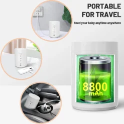 Chauffe-biberon Portable Bioby - Chauffe-biberon - Chauffe-lait Rechargeable Avec 2 Adaptateurs De Biberon - Chauffage Lait Maternel/ Water - Réglages De Température Multiples -Bébé Soldes Boutique 1200x1200 344