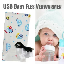 Allernieuwste Chaudes USB Bébé Bottle Modèle Blue Voitures - Chauffage - Accessoires Voyage - Portable - Fermetures Velcro - Couleur