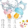 Sucette à Fruits Pour Bébés, 2 Pièces De Sucettes à Fruits Pour Bébés à Partir De 3 Mois, Version Mise à Niveau 2022, Sucette à Remplir, Sucette à Jus, Sucette à Fruits Pour Bébé, Sans BPA, 8 Ventouses En Silicone En 3 Tailles