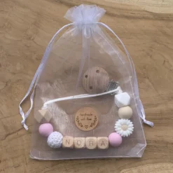 Attache Tétine Avec Nom | Personnalisé | Bloem Rose - Bois | Cadeau De Naissance | Bébé | Attache Tétine | Chaîne De Sucette | Bébés -Bébé Soldes Boutique 1200x1200 416