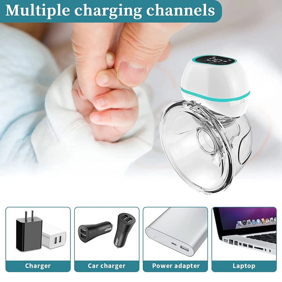 Aidmom - Set - Tire-lait électrique Double - Vert - Tire-lait Portable Rechargeable - Tire-lait Sans Fil - Sans BPA - Tire-lait Mains Libres - 24mm - Allaitement - Lot De 2 Pièces 3 Aidmom - Set - Tire-lait électrique Double - Vert - Tire-lait Portable Rechargeable - Tire-lait Sans Fil - Sans BPA - Tire-lait Mains Libres - 24mm - Allaitement - Lot De 2 Pièces – Image 3