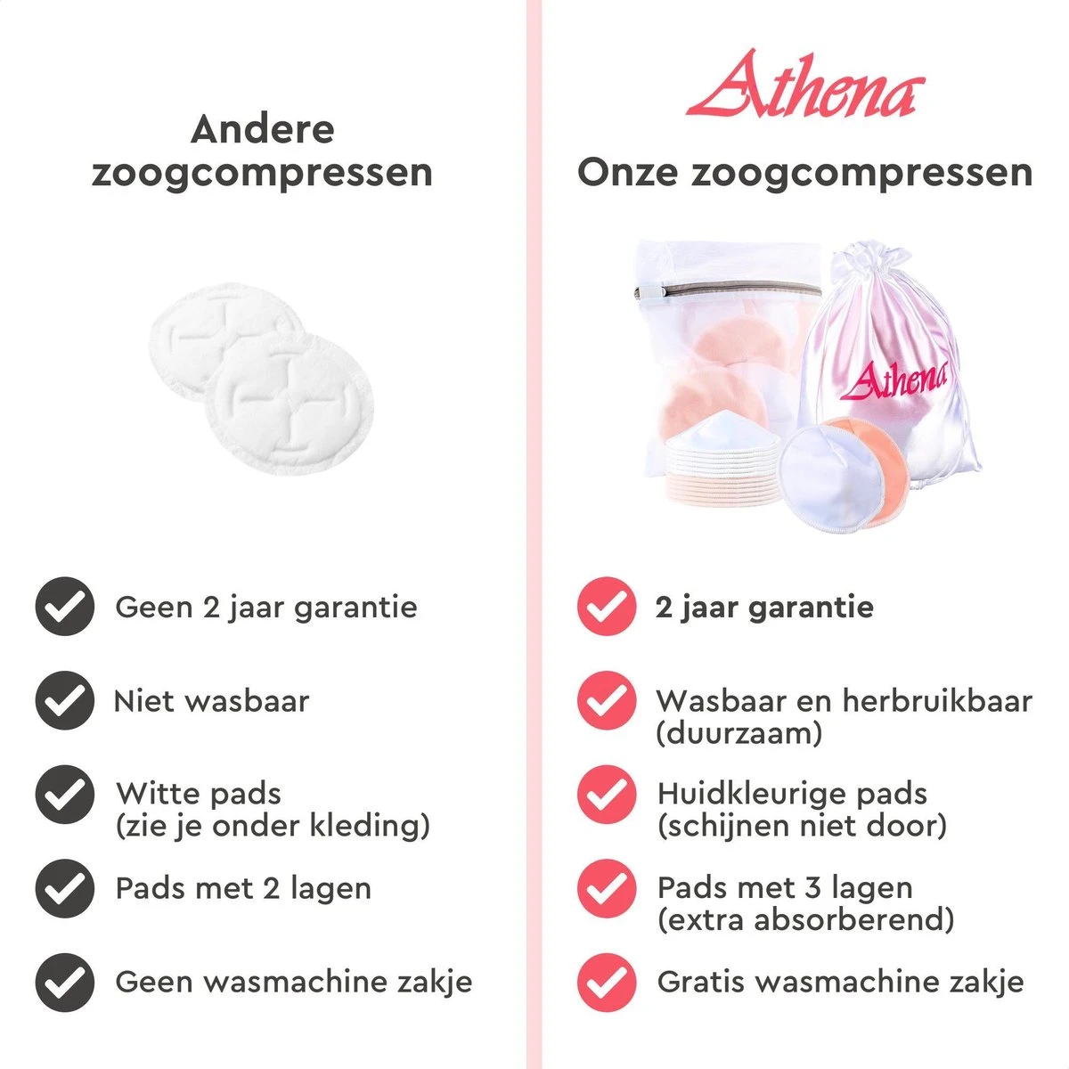 Coussinets D'allaitement Lavables De Qualité Supérieure (12 Pièces De 12 Cm De Diamètre) - Coussinets D'allaitement Lavables - Comprend Un Sac Pour Machine à Laver Et Un Sac De Rangement En Satin| Athéna 2 Coussinets D'allaitement Lavables De Qualité Supérieure (12 Pièces De 12 Cm De Diamètre) - Coussinets D'allaitement Lavables - Comprend Un Sac Pour Machine à Laver Et Un Sac De Rangement En Satin| Athéna – Image 2