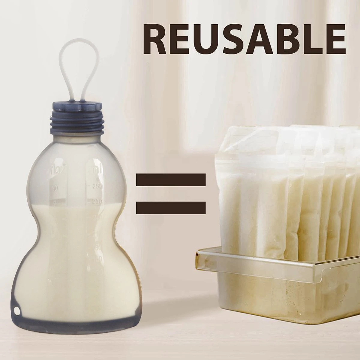 Pure Moms - Sacs De Conservation Pour Lait Maternel - Biberons - Réutilisables - 4 Pièces - Biberons Allaitement 260 ML - En Déplacement - Sans BPA 6 Pure Moms - Sacs De Conservation Pour Lait Maternel - Biberons - Réutilisables - 4 Pièces - Biberons Allaitement 260 ML - En Déplacement - Sans BPA – Image 6