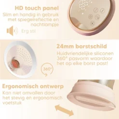 Tire-lait électrique Noekie® Double Avec 6 Coussinets D' Compresses D'allaitement, Différents Niveaux Et Modes D'aspiration - Incl. Écran LCD Et écran Tactile HD - Tire-lait électrique - Silencieux Et Sans BPA -Bébé Soldes Boutique 1200x1200 704