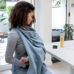 Doomoo Basics - Mom'n Play Tetra Blue - Écharpe D'allaitement Polyvalente - Coton Biologique -Bébé Soldes Boutique 1200x1200 753