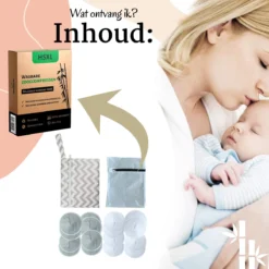 Coussinets D' Allaitement Lavables - Compresses D'allaitement' Allaitement Réutilisables (lavables) - 16 Pièces - ø12cm - Avec Pochette Et Trousse De Toilette -Bébé Soldes Boutique 1200x1200 776