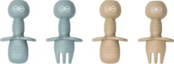 Bébé - 2 Cuillères Et Fourchettes Bébé - Couverts Couverts Pour Enfants - Couverts Bébé - Sans BPA - Vaisselle Bébé - Bleu Clair Beige -Bébé Soldes Boutique 1200x449