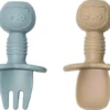 Bébé - 2 Cuillères Et Fourchettes Bébé - Couverts Couverts Pour Enfants - Couverts Bébé - Sans BPA - Vaisselle Bébé - Bleu Clair Beige