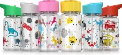 Be- Active Bouteille D'eau Pour Enfants Avec Paille, Sans BPA, Embout Pliable, 450 Ml, école, Filles, Garçons, Bouteilles De Sport (gris)