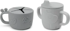 Ensemble Repas Done By Deer Peekaboo Avec Gobelet à Bec Et Gobelet à Goûter - Gris