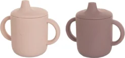 Ensemble De Gobelets En Siliconen Prune/blush 2 Pièces - Gobelet Anti-fuites - Gobelet D'entraînement - Sans BPA
