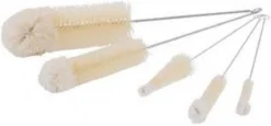Brosse à Bouteille - Set De 5 Pièces - Avec Tête En Laine - Longueur 26 à 32 Cm - Diamètre 1 à 5 Cm