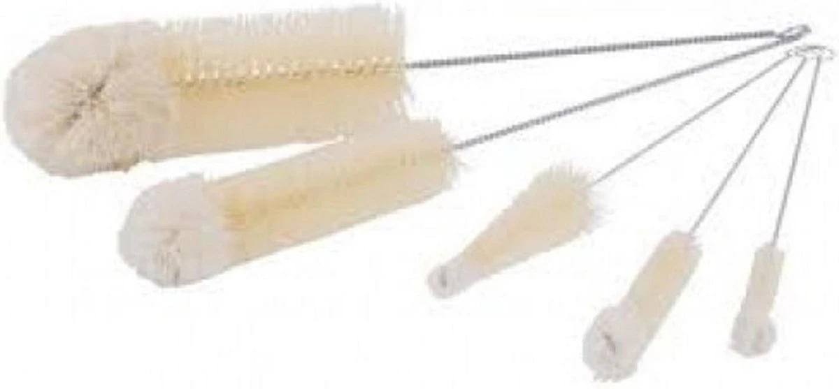 Brosse à Bouteille - Set De 5 Pièces - Avec Tête En Laine - Longueur 26 à 32 Cm - Diamètre 1 à 5 Cm 1 Brosse à Bouteille - Set De 5 Pièces - Avec Tête En Laine - Longueur 26 à 32 Cm - Diamètre 1 à 5 Cm