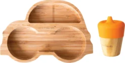 Assiette Et Gobelet Pour Enfants Eco Rascals - Voiture - Oranje - Bamboe