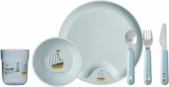 Mepal Mio - Service De Vaisselle Vaisselle Pour Enfants 6 Pièces - Se Compose D'une Assiette, D'un Bol, D'un Verre Et De Couverts - Baie Des Marins - Léger - Peut Prendre Des Coups -Bébé Soldes Boutique 1200x623