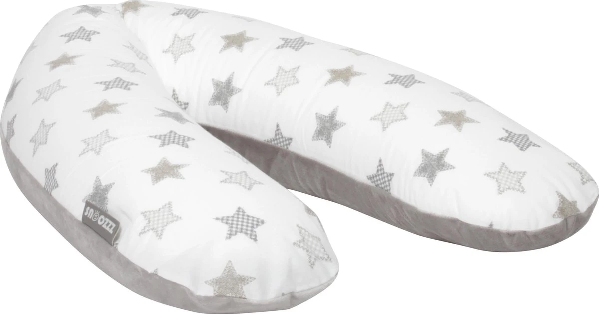 Coussin D'allaitement Snoozzz Coussin De Grossesse Avec Housse Lavable - Gris étoile -185 Cm