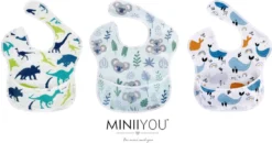 3 Pièces | Bavoir Bébé Et Tout-petit Koala Animaux De La Forêt| Bavoir En Plastique Avec Sac De Collecte | Bavoirs Imperméables | Bavoir Bébé Et Enfant Lavable