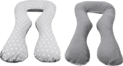 Coussin De Maternité - Coussin D'allaitement - 100% Coton - 300 Cm - Motif étoile Blanche Sur Gris - Gris
