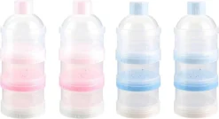 4x Tour à Poudre - Blauw Et Rose - Boîtes De Dosage De Lait En Poudre - Bébé - Contenants De Stockage - Boîte De Voyage - Tour D'alimentation - Distributeur De Tour De Lait - Nourriture Pour Bébé
