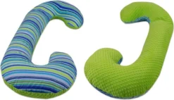 Coussin D'allaitement - Coussin De Grossesse - 100% Coton - 240 Cm - Motif De Lignes Colorées - Vert