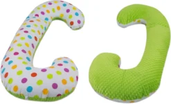 Coussin D'allaitement - Coussin De Grossesse - 100% Coton - 240 Cm - Motif Pois - Vert