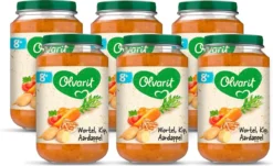 Olvarit Baby Food 8+ Mois - Légumes à Grignoter - Poulet Aux Pommes De Terre Et Aux Carottes - 6x200 Grammes