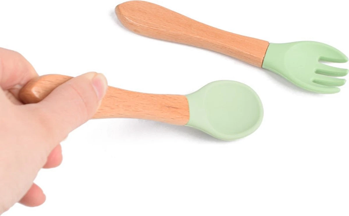 Dutsi - Set De Couverts Enfant En Siliconen Et Bois - Gris Ciment 9 Dutsi - Set De Couverts Enfant En Siliconen Et Bois - Gris Ciment – Image 9