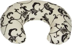 Coussin D'allaitement - Coussin De Grossesse - 100% Coton - 80 Cm - Crème Avec Motif Feuilles Marron