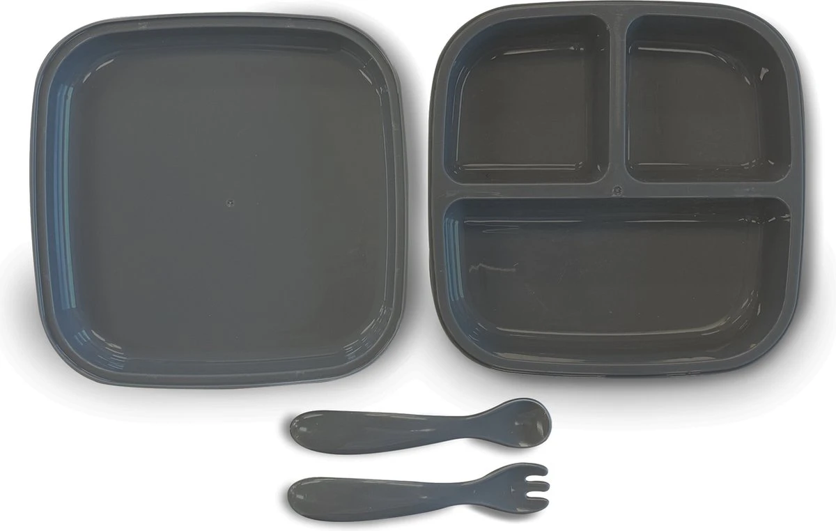 Set De Table Deryan Quuby - Set De Table - Set D'assiettes - Vaisselle Enfant - Gobelet - Blauw/ Grijs 3 Set De Table Deryan Quuby - Set De Table - Set D'assiettes - Vaisselle Enfant - Gobelet - Blauw/ Grijs – Image 3