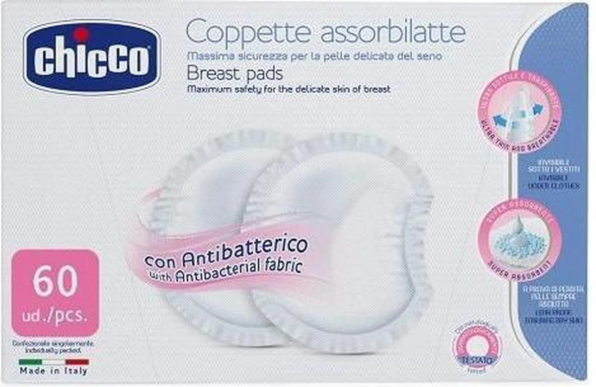 Chicco Coussinets D'allaitement Sucés 60 Pièces Emballés Dans Du Papier D'aluminium