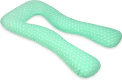 Coussin D'allaitement - Coussin De Maternité - Grand - 100% Coton - étoiles Blanches - Menthe