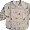 Bavoir - Tablier - Imperméable - Avec Manche - Tablier Enfant - Bavoir Avec Manches - Déperlant - Artisanat - Tablier Klieder - Avec Bidon - 12 à 36 Mois - Beige Dino