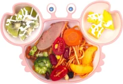Assiette Bébé En Siliconen Avec Ventouse | Plaque Incassable Avec Compartiments | Assiette Plate Assiette Pour Enfants Adaptée Aux Tout-petits Et Aux Enfants D'âge Préscolaire - Rose -Bébé Soldes Boutique 1200x822 2