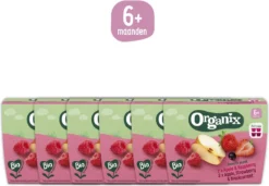 Organix Fruit Cups - Pomme & Framboise + Pomme & Fraise & Cassis - Collations Pour Bébé - Collations Aux Fruits à Grignoter - Nourriture Pour Bébé 100 % Biologique - Geen Additifs Inutiles - 6 Mois Et Plus - 24 Pièces
