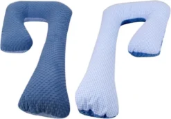 Oreiller D'allaitement / Oreillers De Grossesse | Forme C 240 Cm | Bleu Et Bleu Avec Des Diamants
