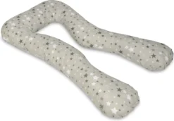 Coussin D'allaitement - Coussin De Grossesse - Grand - 100% Coton - étoiles Blanches / Grises Sur Gris
