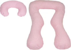 Coussin D'allaitement - Coussin De Grossesse - Ensemble - 100% Coton - 300 Cm - Rose à Carreaux Roses
