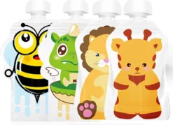 Sachets Compressibles Rechargeables GEAR 3000® - Réutilisables - Fruits Pressés - 4 Pièces Assorties