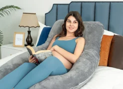 ZOLA Oreiller De Maternité XXL En U - Oreiller D'Allaitement - Oreiller De Couchage Latéral - Oreiller De Corps - Oreiller De Corps - Housse Minky Polaire Amovible - 140x80cm - Grijs -Bébé Soldes Boutique 1200x869 2