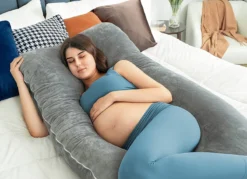 ZOLA Oreiller De Maternité XXL En U - Oreiller D'Allaitement - Oreiller De Couchage Latéral - Oreiller De Corps - Oreiller De Corps - Housse Minky Polaire Amovible - 140x80cm - Grijs -Bébé Soldes Boutique 1200x869 3